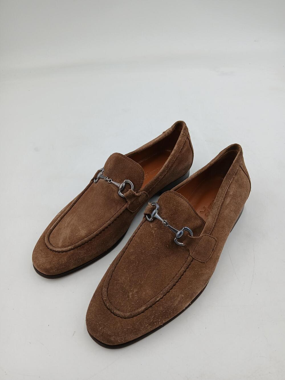 Arthur Galan Suede Dress Shoes Mens Size 7 Brown Slip On Leather Sole Almond Toe
